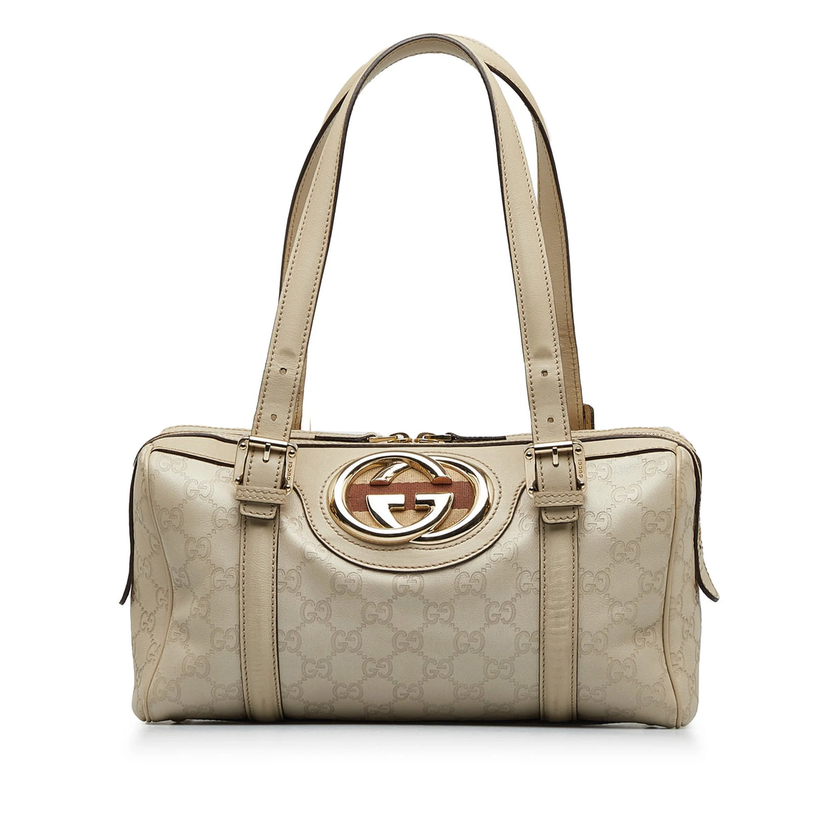 White Calf Leather Boston Bag T50942