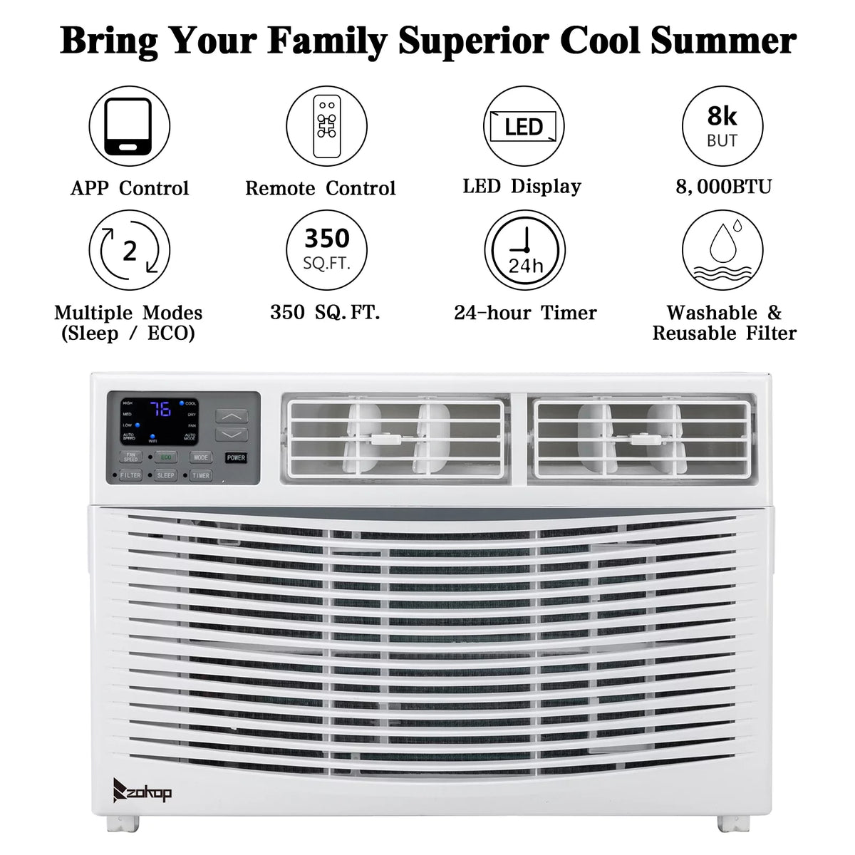 8,000 BTU White Window Air Conditioner H51313