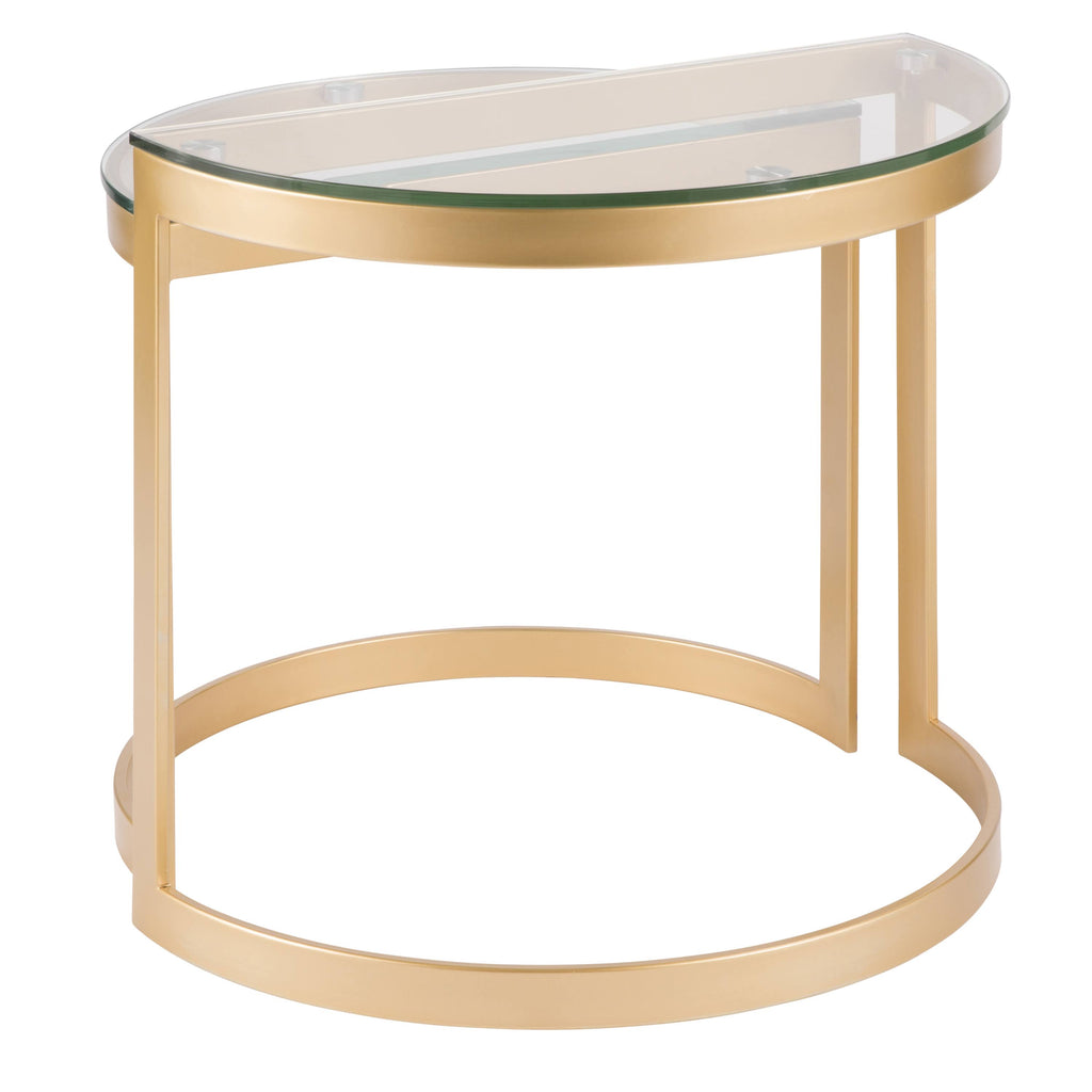 Nesting Tables Gold Clear Glass Top Set of 2 T96510