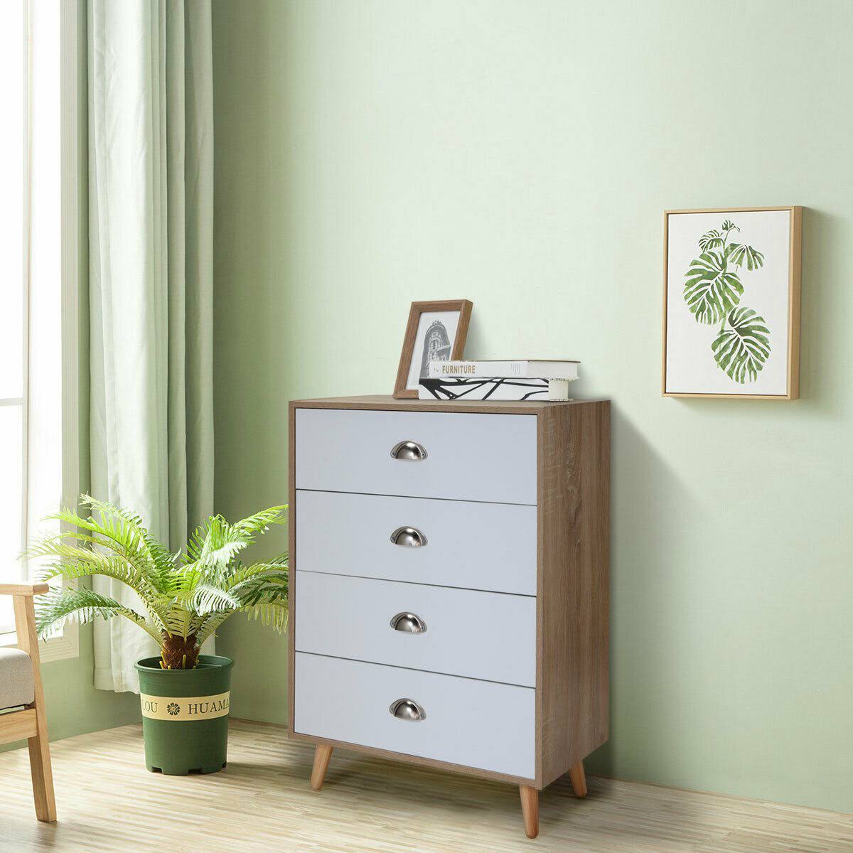 Brown 4 Drawer Nightstand Cabinet O734465