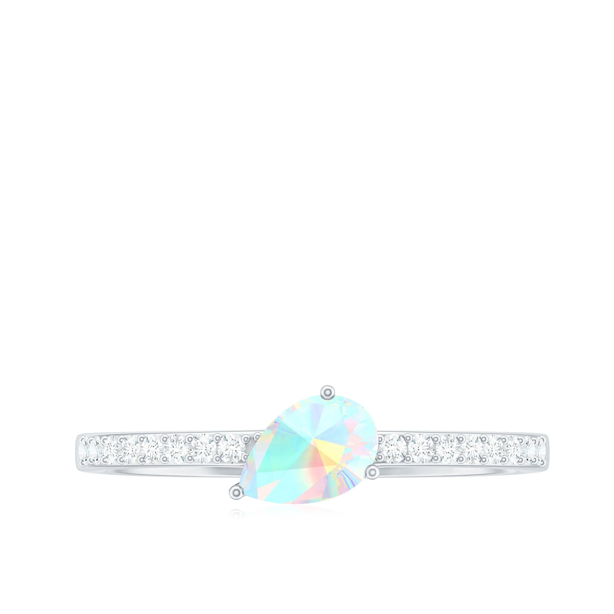 Solitaire Ethiopian Opal Ring with Diamond Side Stones, 925 Sterling Silver C741