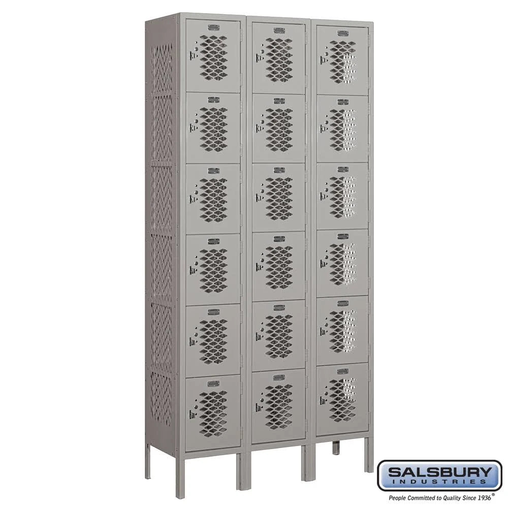 Vented Metal Locker - Six Tier - Gray L63224