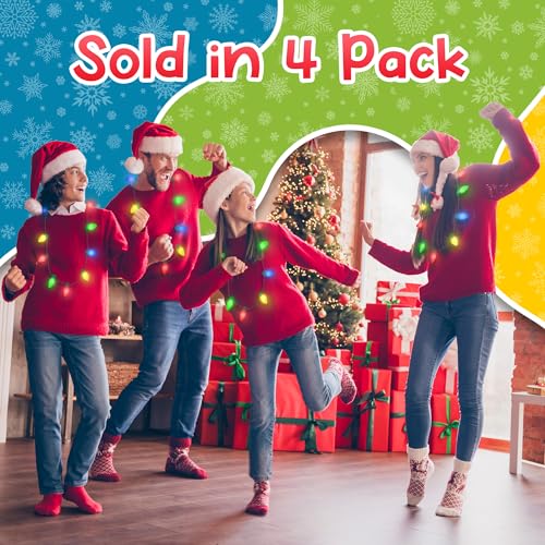 4 Pack LED Light Up Christmas Bulb Necklace Y518187