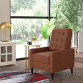 Cognac Brown Faux Leather Recliner with Wooden Legs V642459