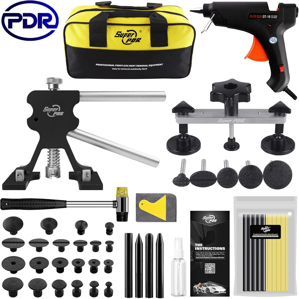 Paintless Dent Repair Kit with Bridge Dent Puller and Black Dent Lifter T93720