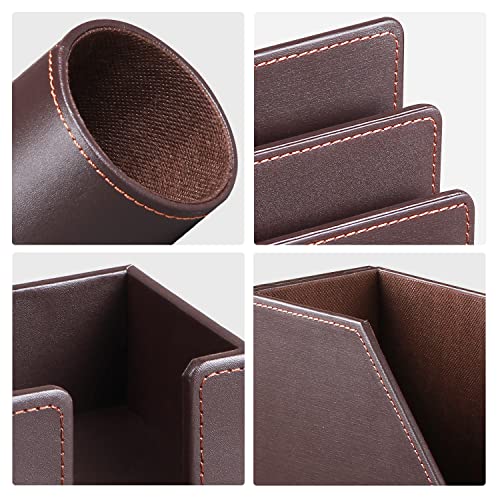 4 PCS Desk Accessories Set with Pencil Cup, Magazine File Holder, Letter Mail Sorter, Sticky Note Holder H593