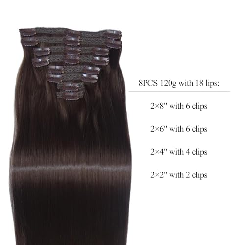 18 Inch 120g 8pcs Dark Brown Clip In Real Human Hair Extensions M719547