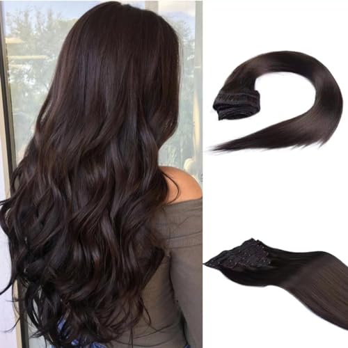 18 Inch 120g 8pcs Dark Brown Clip In Real Human Hair Extensions M719547