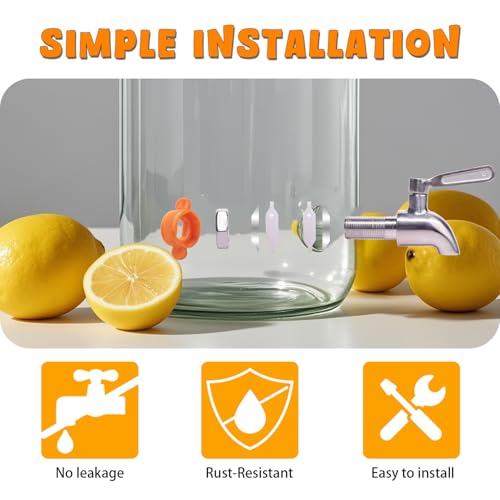 1 Gallon Glass Drink Dispenser with Stand, 2 Pack U526