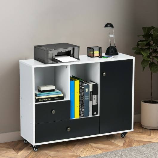 Black 2 Drawer Mobile Filing Cabinet P535865
