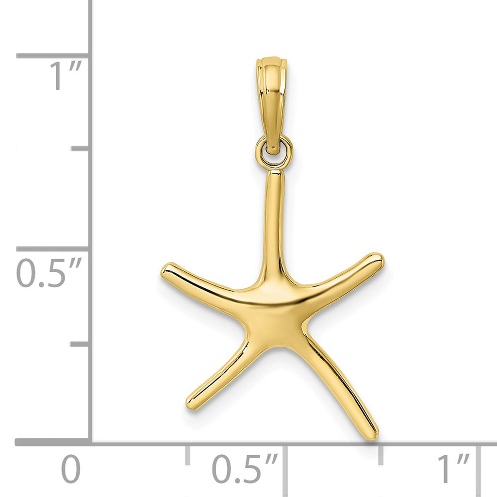 10K Yellow Gold Starfish Pendant Charm with 14K Yellow Gold Rope Chain Necklace 16'' M8639