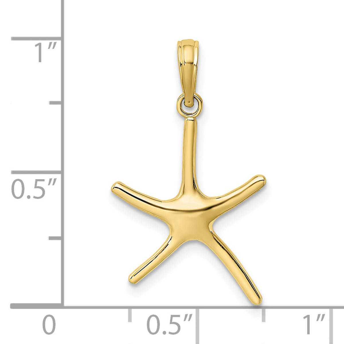10K Yellow Gold Starfish Pendant Charm with 14K Yellow Gold Rope Chain Necklace 16'' M8639