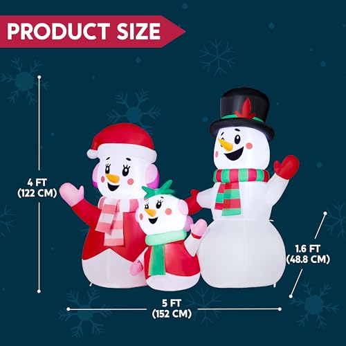 4 FT Christmas Inflatables Snowman Family with Build-in LEDs W499794