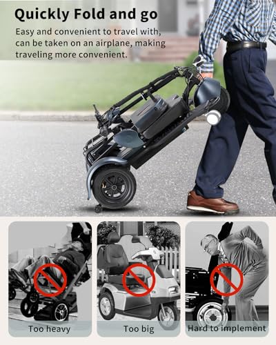 Black 3 Wheel Lightweight Folding Mobility Scooter X96859