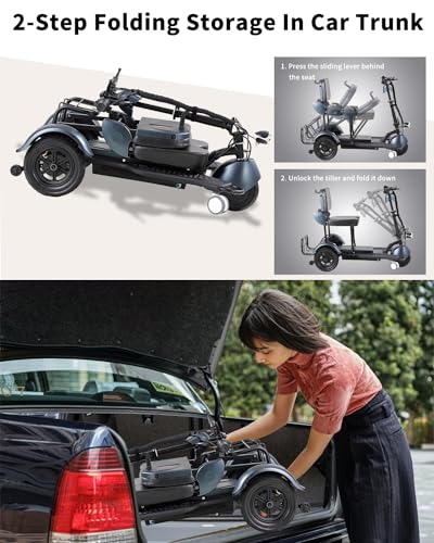 Black 3 Wheel Lightweight Folding Mobility Scooter X96859