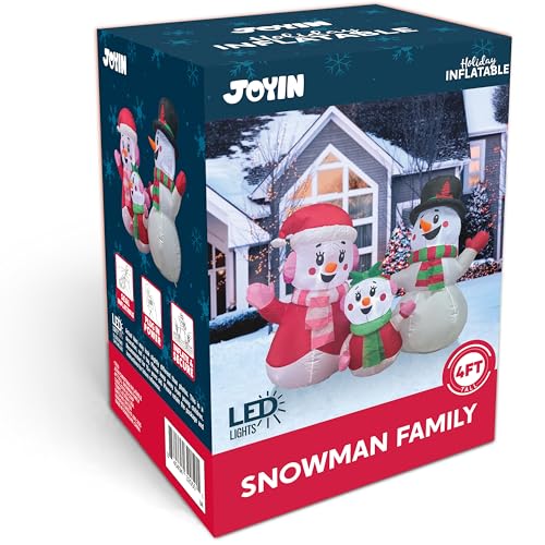 4 FT Christmas Inflatables Snowman Family with Build-in LEDs W499794
