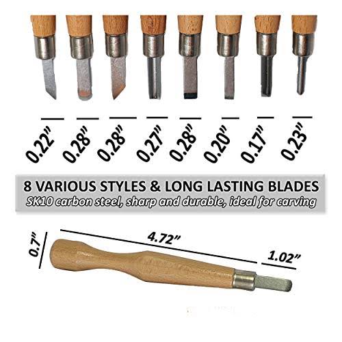 Wood Carving Kit with 10 Basswood Blocks and 8 Piece Set N617