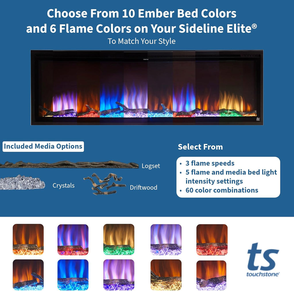 60 Inch Smart Electric Fireplace and 72 Inch Natural Finish Wood Mantel Bundle F5352