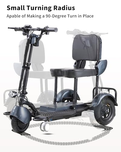 Black 3 Wheel Lightweight Folding Mobility Scooter X96859