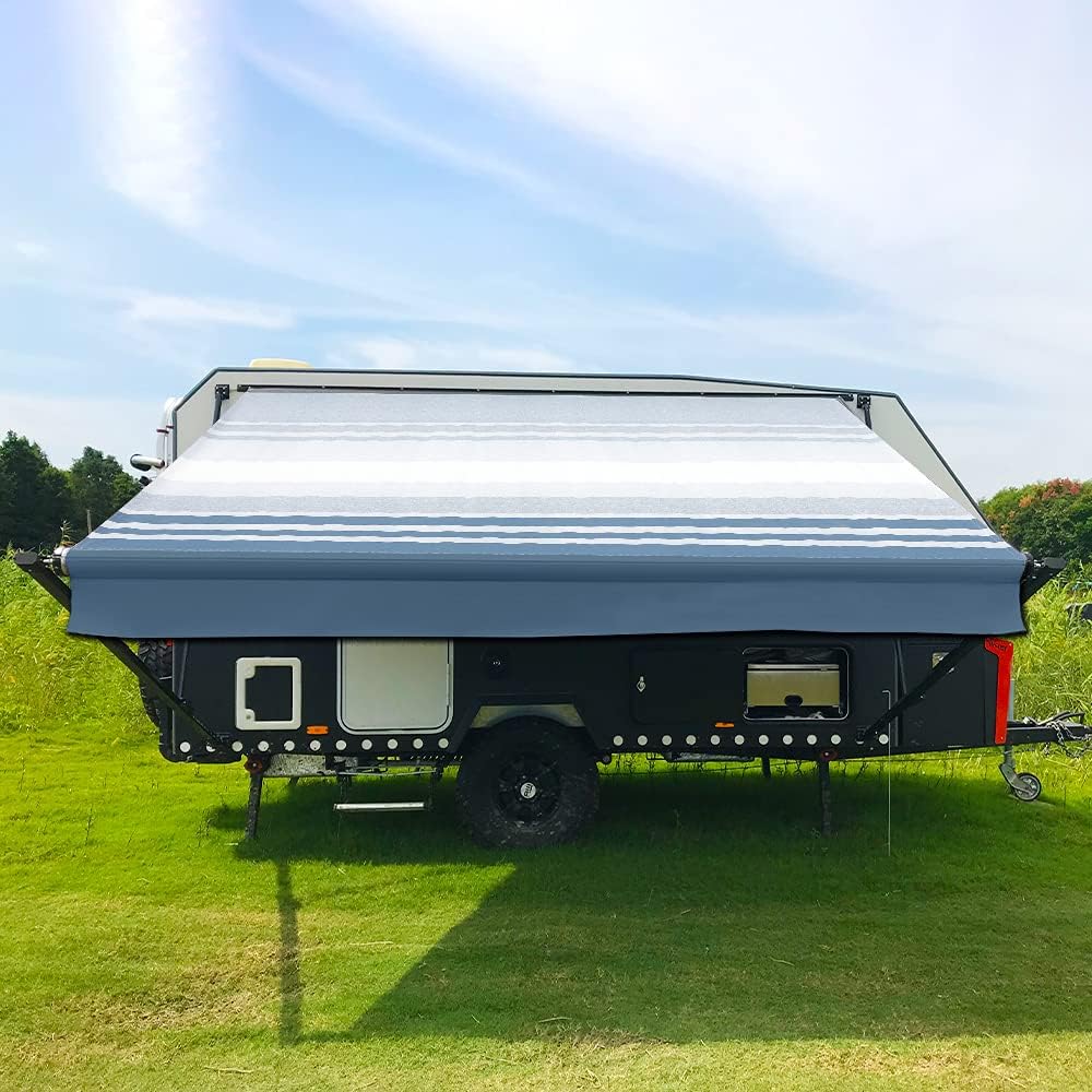 Blue 16oz Vinyl RV Awning Fabric Replacement 14 Feet P997