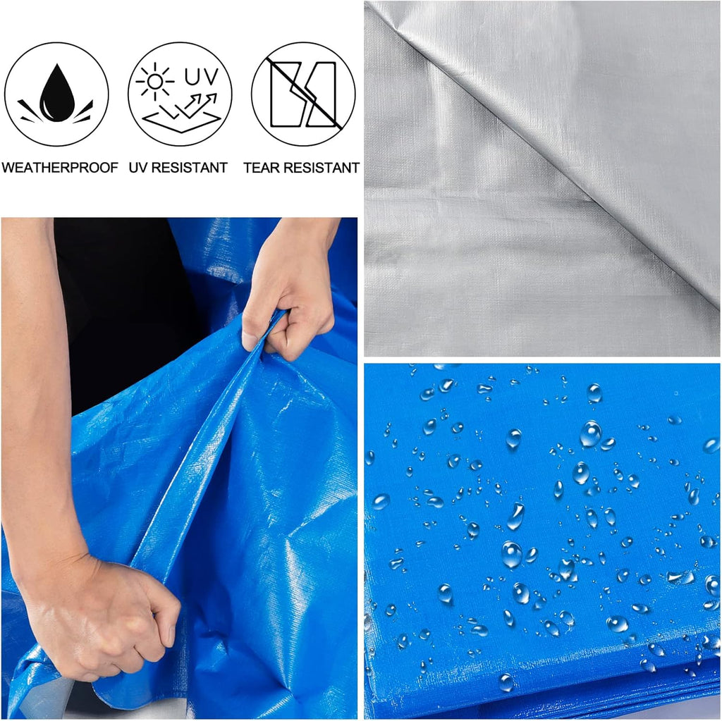 16 Mil Heavy Duty Waterproof Blue Poly Tarp with Metal Grommets Z78597