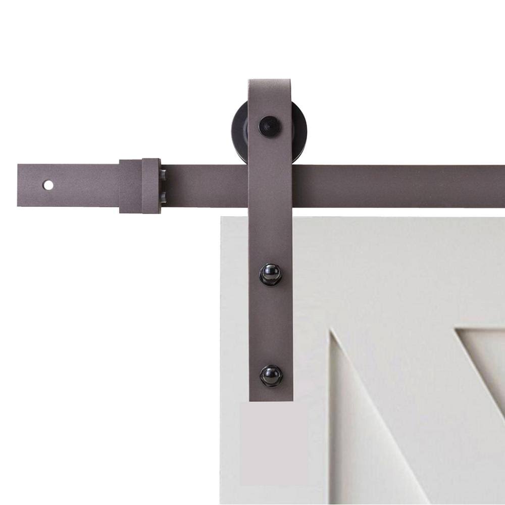 96 in. Antique Bronze Sliding Door Track and Hardware Set P391245