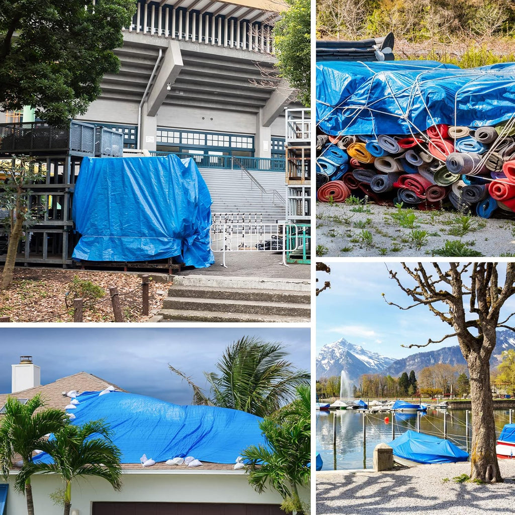 16 Mil Heavy Duty Waterproof Blue Poly Tarp with Metal Grommets Z78597