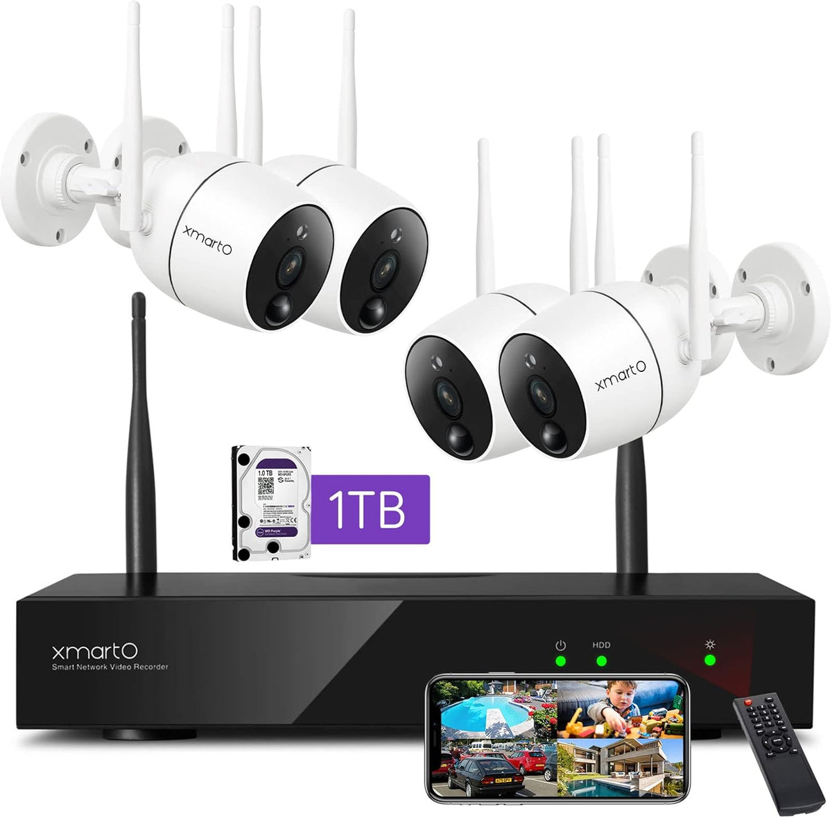 2K HD Wireless Security Camera System with Color Night Vision D10741