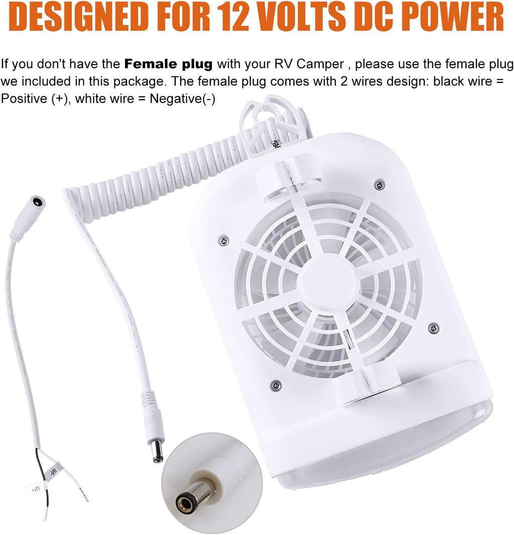 12 Volt RV Camper Fan and LED Light Combo with 2-Speed Fan, Pack of 2 X394