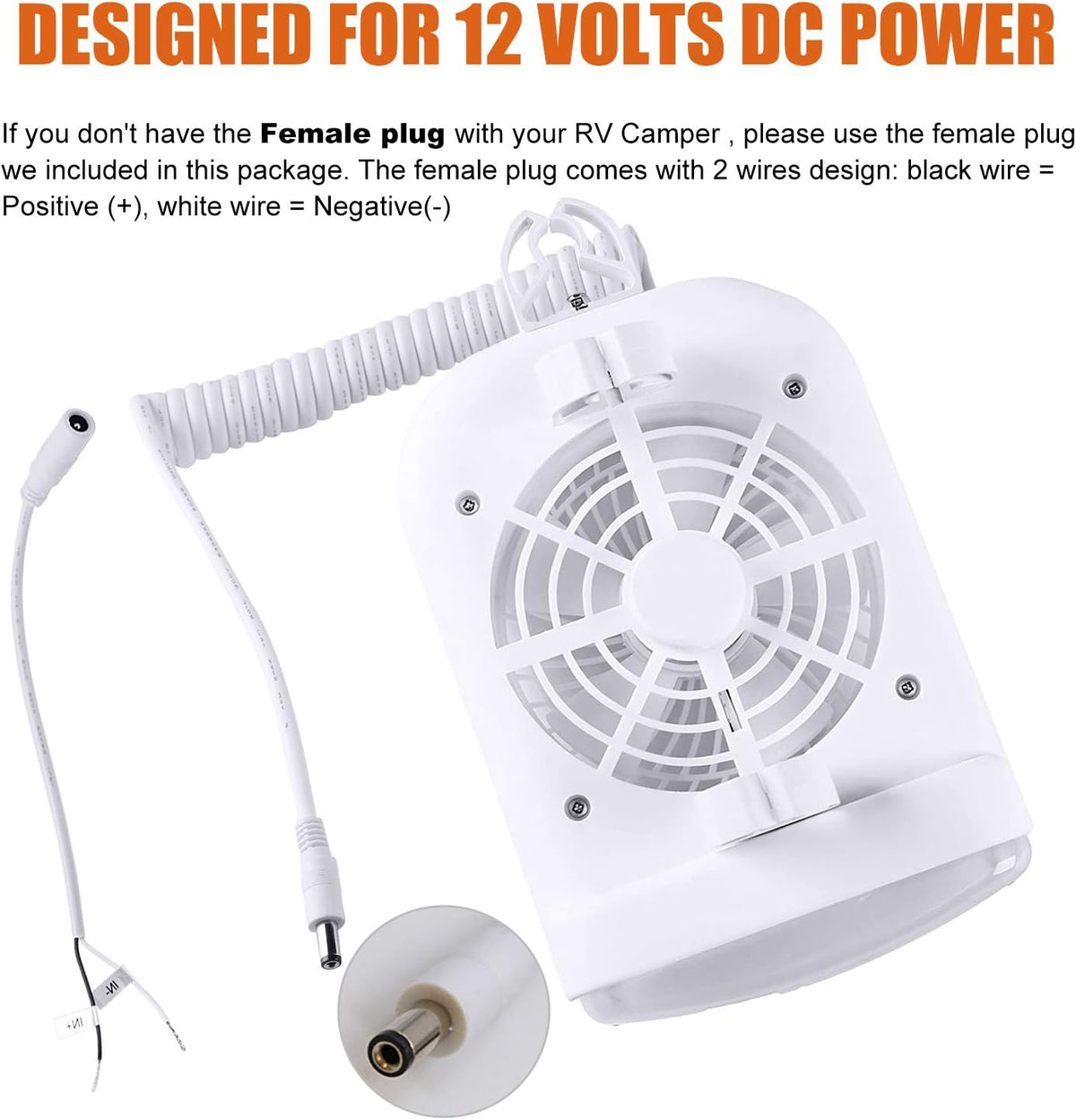 12 Volt RV Camper Fan and LED Light Combo with 2-Speed Fan, Pack of 2 X394