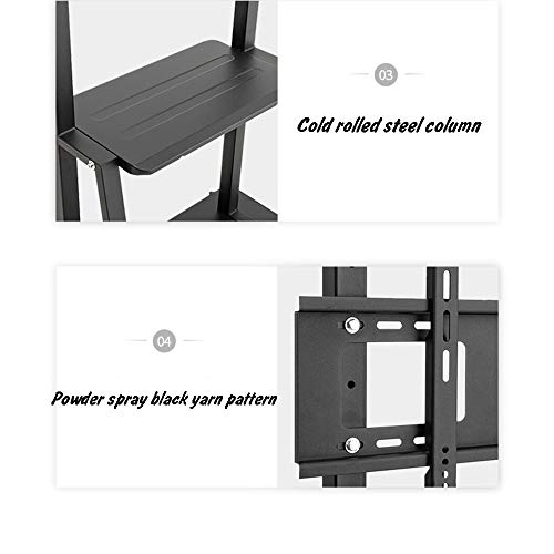TV Floor Mount Height Adjustable TV Stand with Shelf and Wheels Q1394