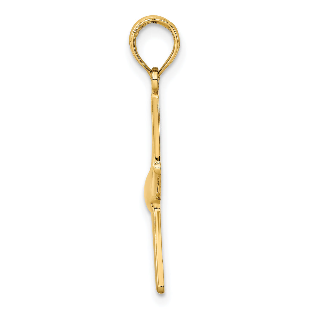 10K Yellow Gold Starfish Pendant Charm with 14K Yellow Gold Rope Chain Necklace 16'' M8639
