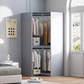 Wooden Corner Armoire Wardrobe with Hanging Rail Q285662