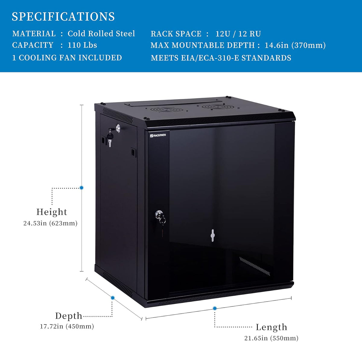 6U Wall Mount Server Cabinet Network Rack Enclosure V18532