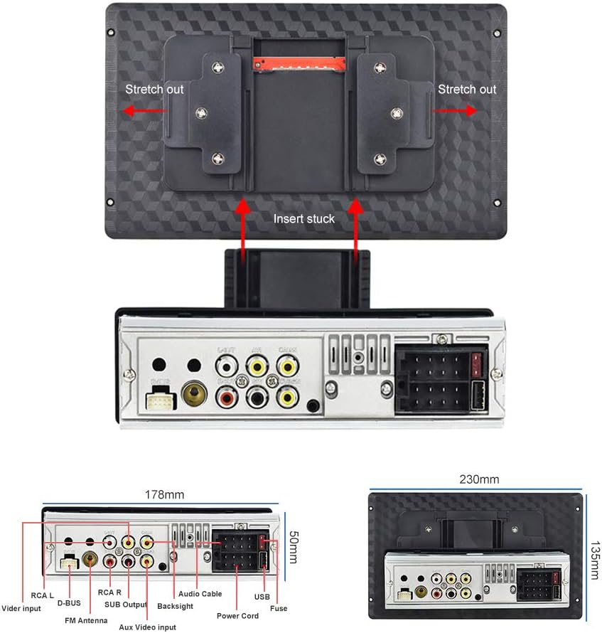 Single Din Car Stereo with 9 Inch Touch Screen and Backup Camera U10013