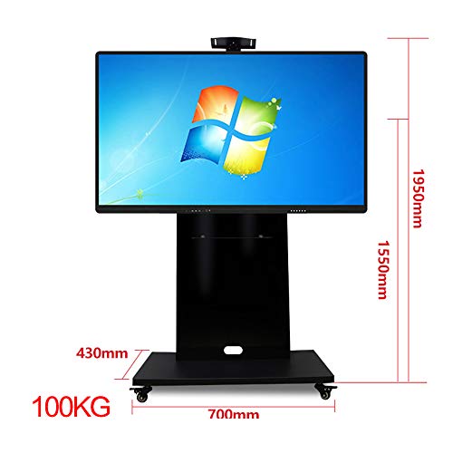 TV Floor Mount Height Adjustable TV Stand with Shelf and Wheels Q1394