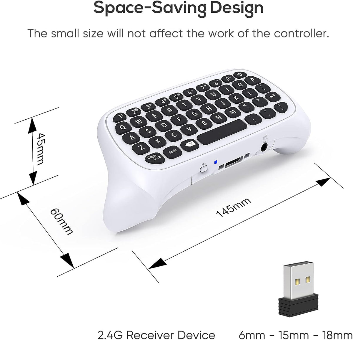 Mini Game Chatpad Keypad with Audio/3.5mm Headset Jack & 2.4Ghz Receiver N168939