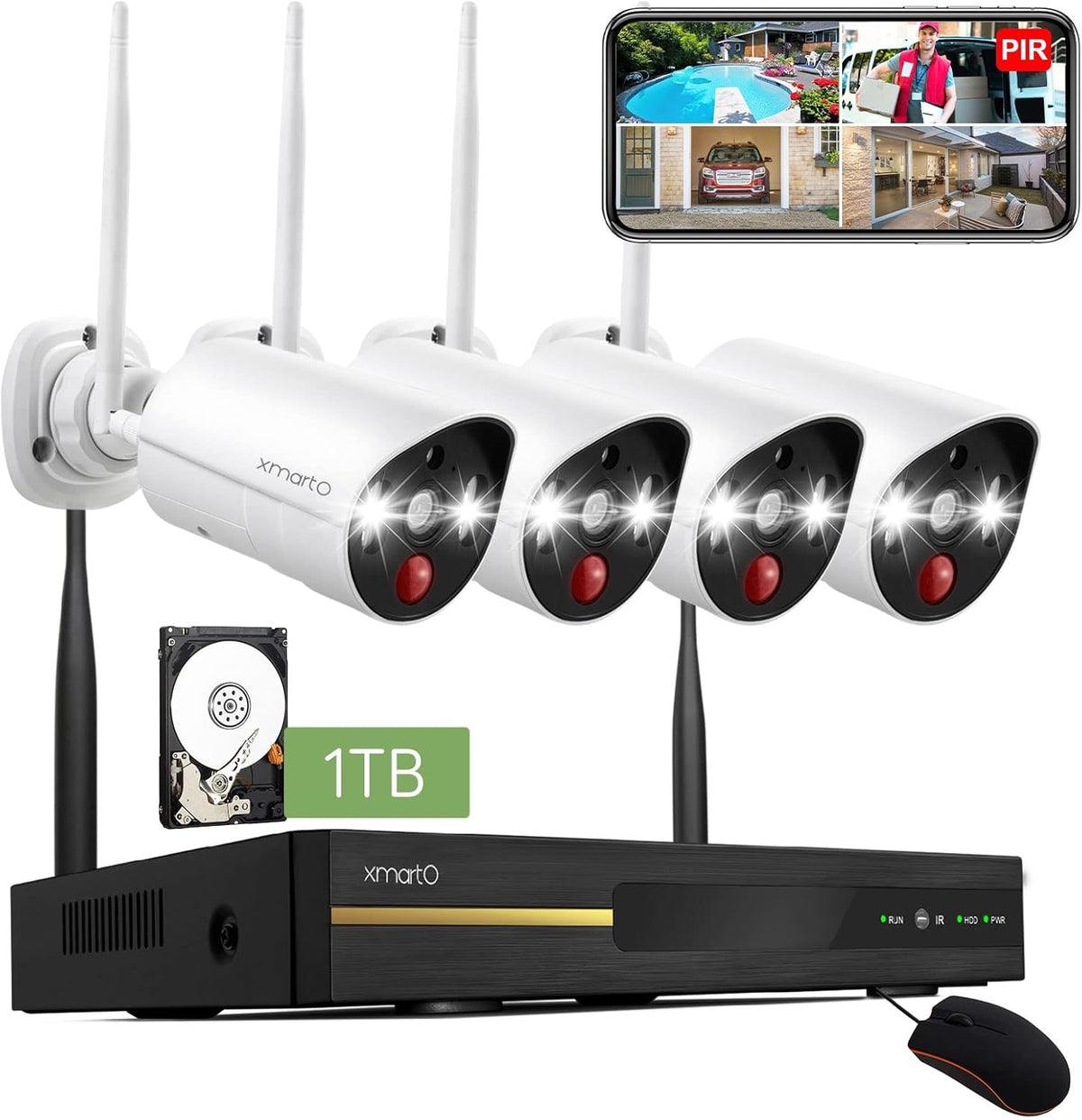 2K HD Wireless Security Camera System with Color Night Vision D10741