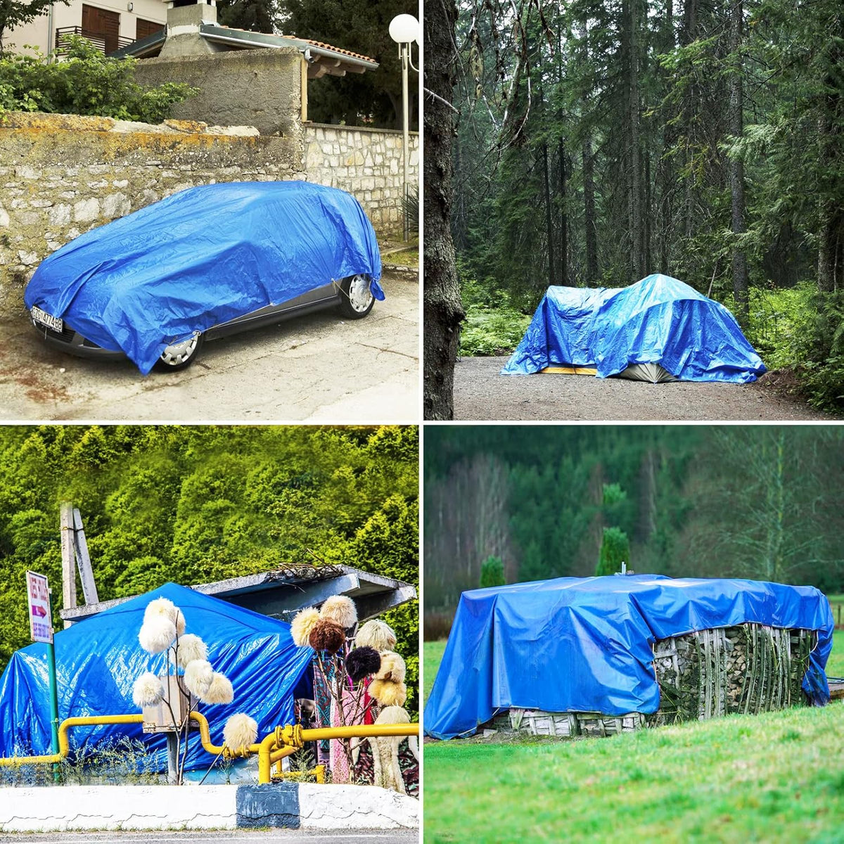 16 Mil Heavy Duty Waterproof Blue Poly Tarp with Metal Grommets Z78597