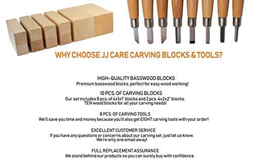 Wood Carving Kit with 10 Basswood Blocks and 8 Piece Set N617