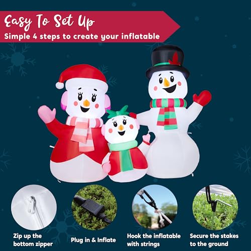 4 FT Christmas Inflatables Snowman Family with Build-in LEDs W499794
