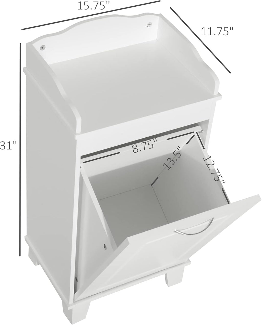 White Free Standing Laundry Hamper Z301