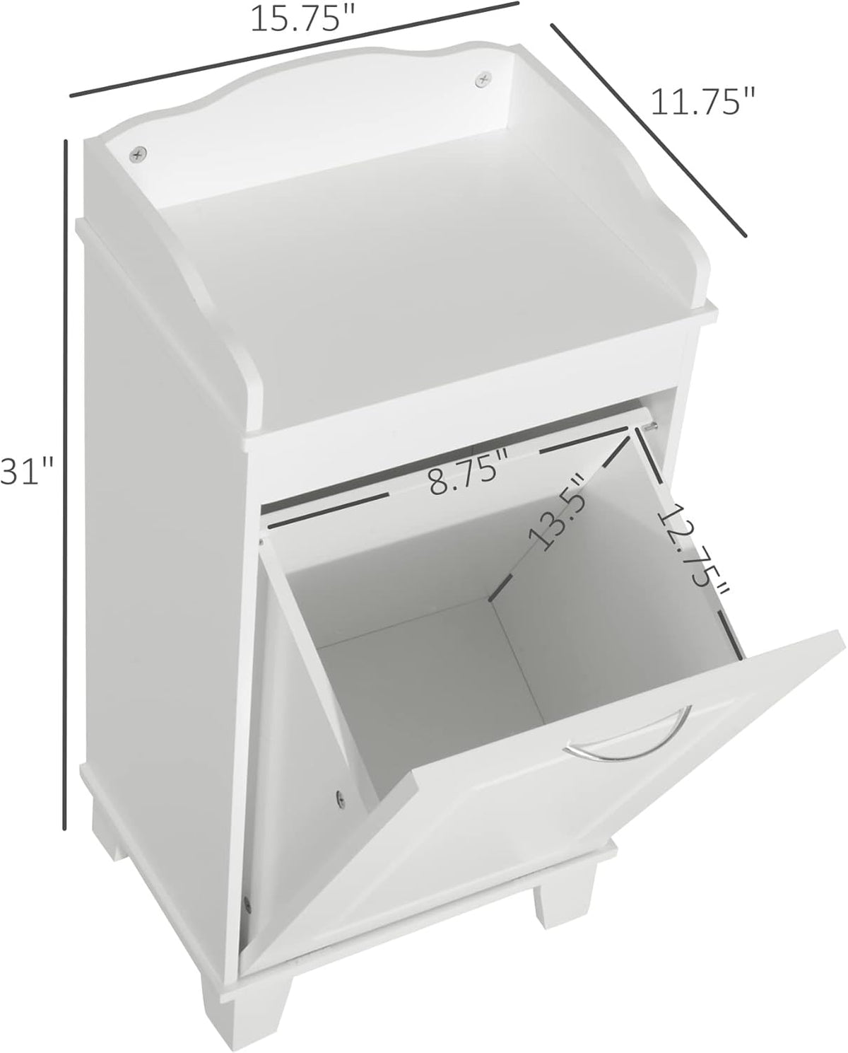 White Free Standing Laundry Hamper Z301