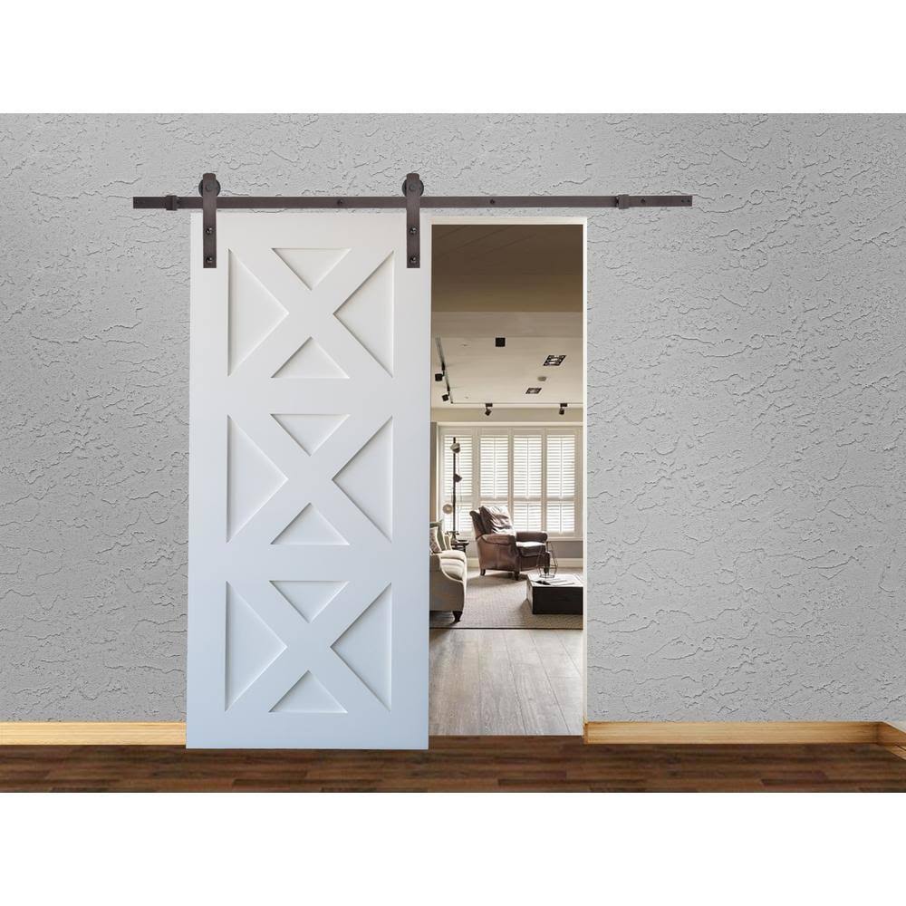 96 in. Antique Bronze Sliding Door Track and Hardware Set P391245