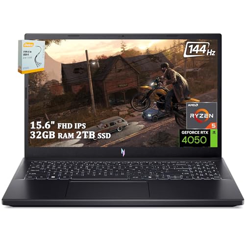 15.6" FHD 144Hz IPS Gaming Laptop, AMD Ryzen 5 7535HS, 32GB RAM 1TB SSD, RTX 4050 J69664