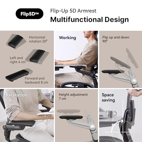 Ergonomic Office Chair with Footrest, Mesh Office Chair with Headrest (Gray, Medium) G18753