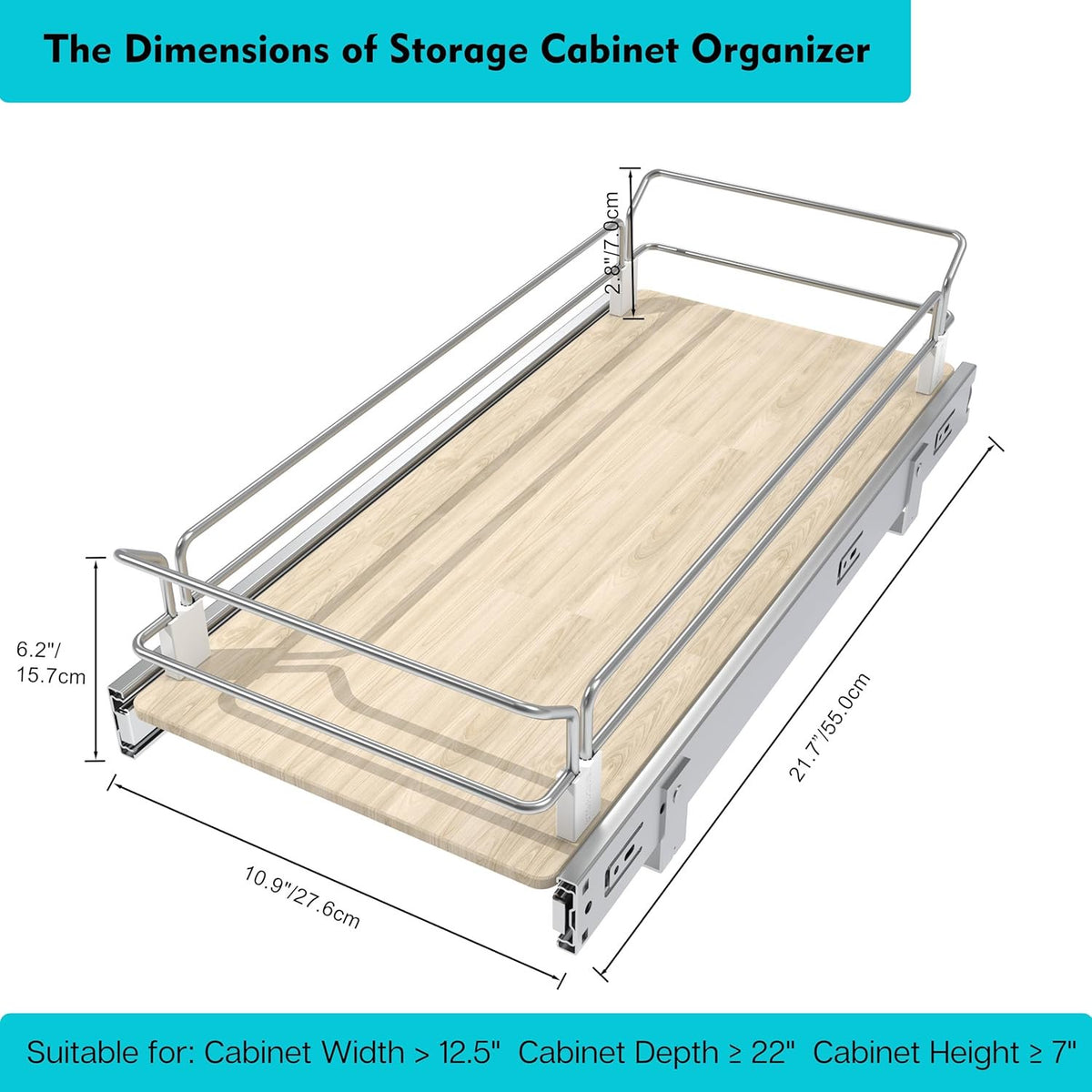 11W X 22D Pull Out Cabinet Drawer M3439