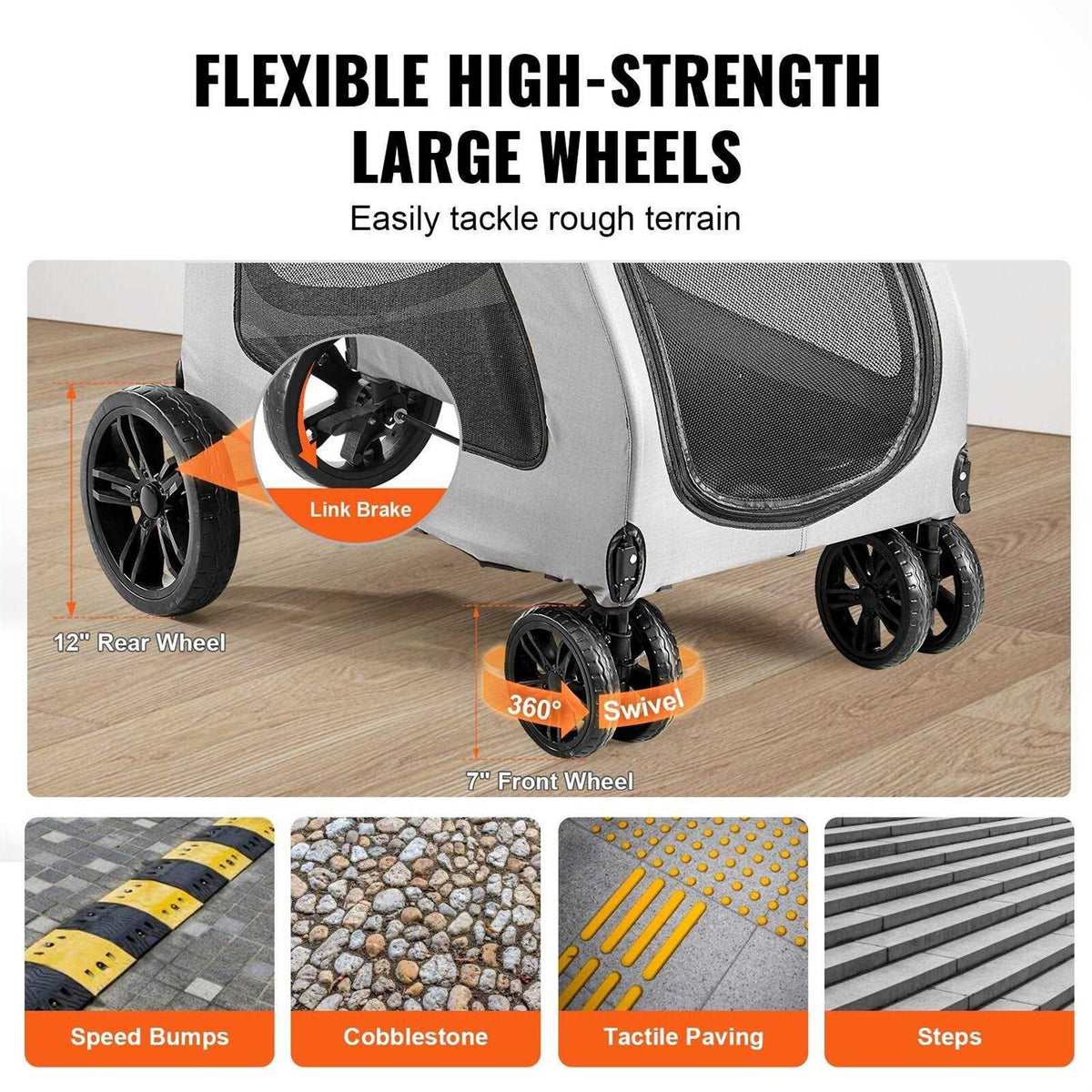 4 Wheels Pet Stroller with Brakes B58779
