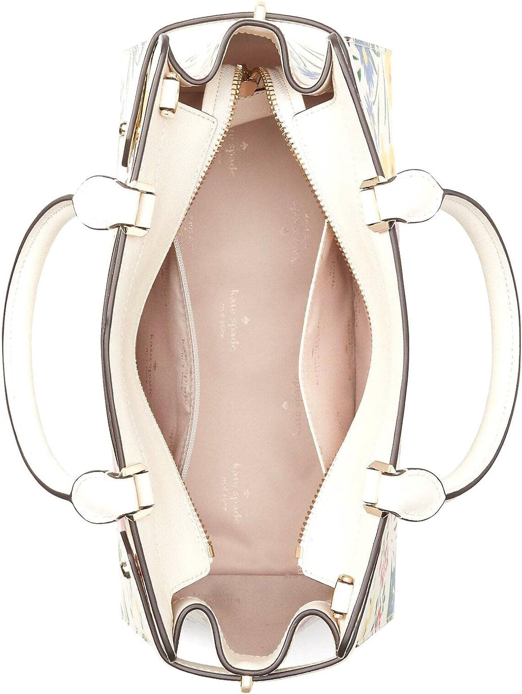 Cream Medium Top Zip Satchel Crossbody K485