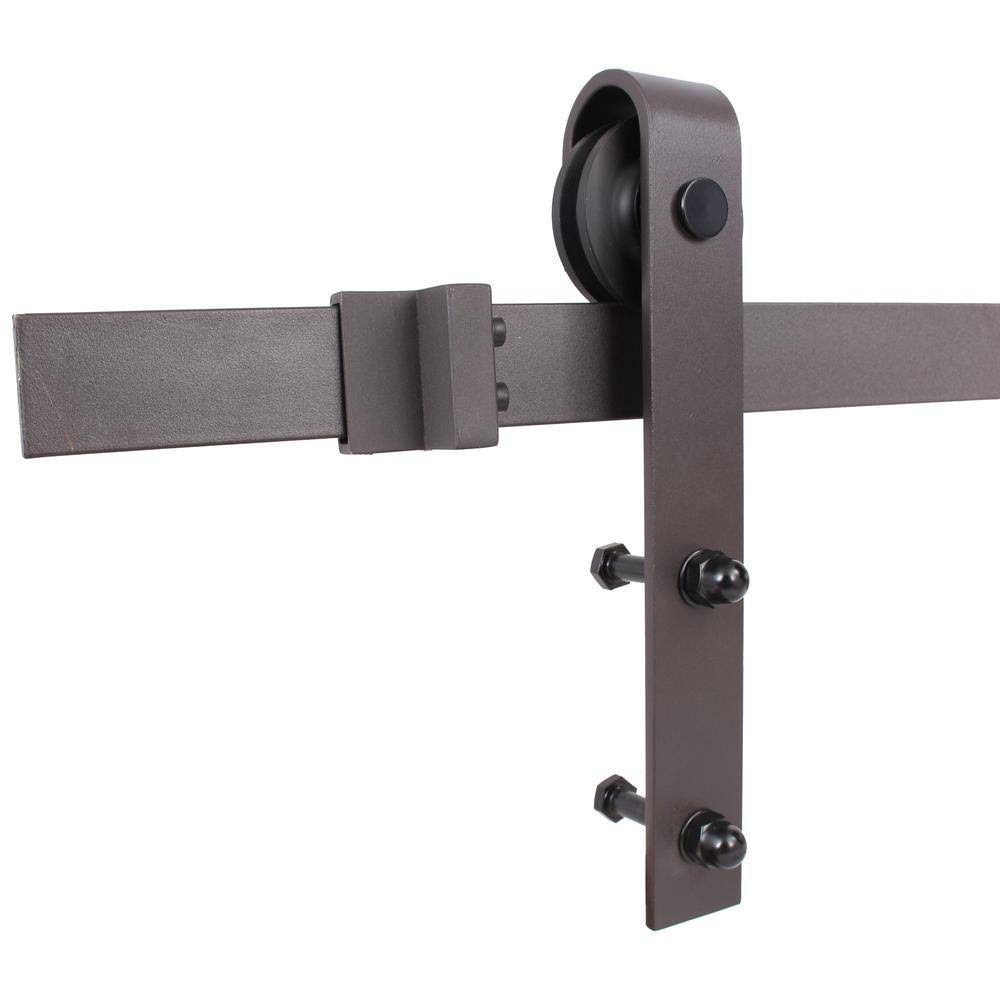 96 in. Antique Bronze Sliding Door Track and Hardware Set P391245